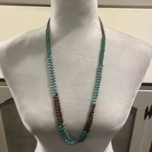 Brown/turquoise costume necklace.  Worn several times. Listing # 7023